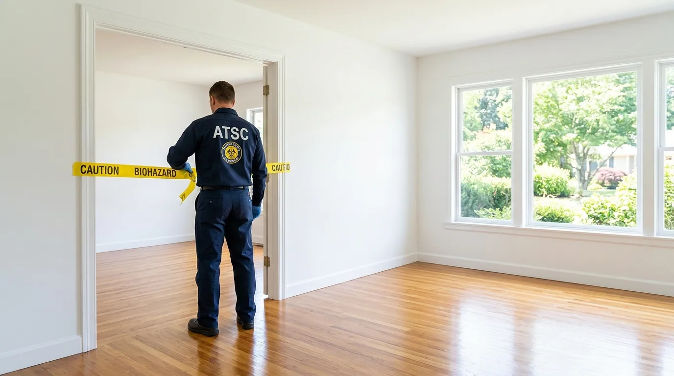 Certified biohazard cleanup crew performing Decomposition Cleanup in Ames